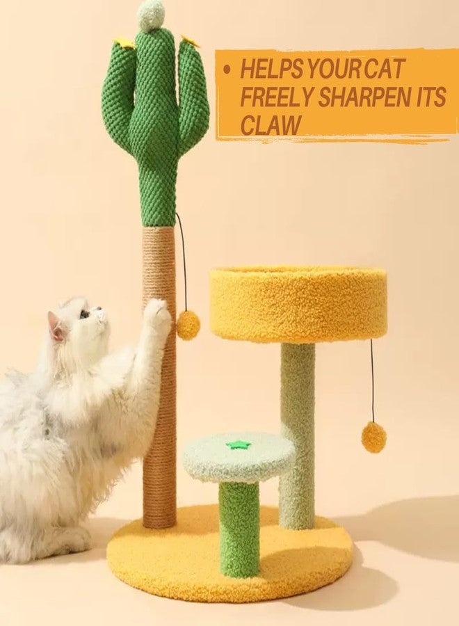 VAYINATO Cactus Model 3-in-1 Cat Scratching Post with Bed, Indoor Cat House & Climbing Post, Eco-Friendly Natural Material, Washable & Vacuum-Cleanable Cat Furniture for Kittens & Cats | 65 * 40 cm - Image 2